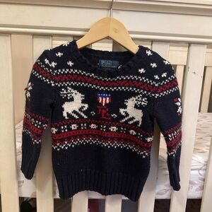 Vintage Ralph Lauren Blue Knit with Red and White Accents